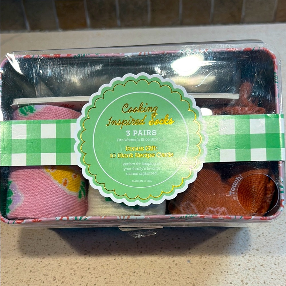 Cooking Inspired Socks 3-Pack - Multi-Color New In Tin